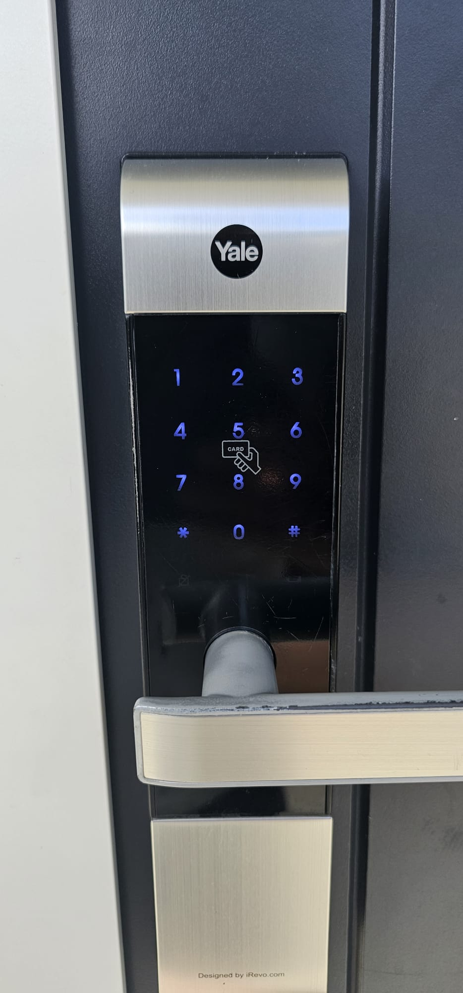 Yale keypad after restoration — clean and like new